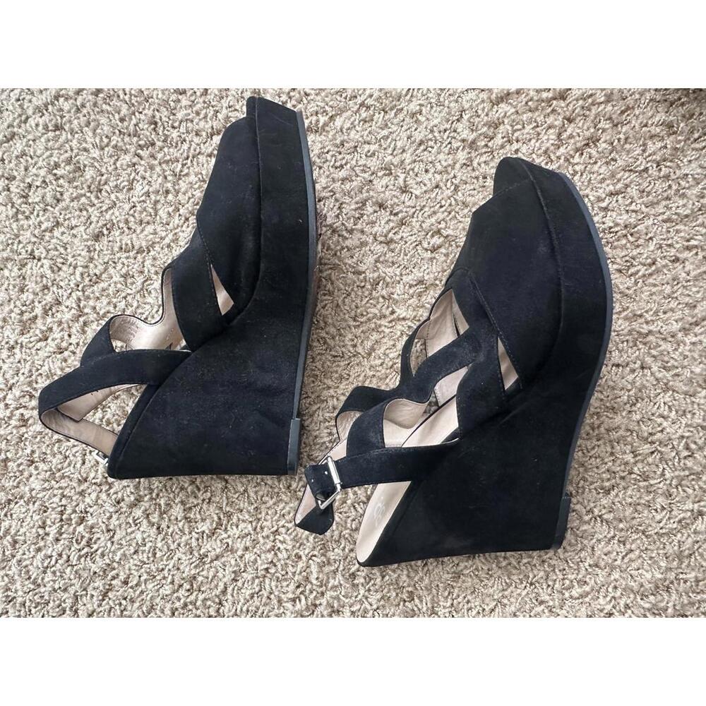 Black Suede Women's Wedge Sandals- size 9 - Picture 4 of 5
